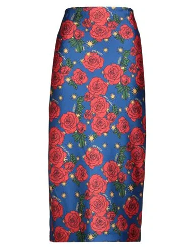Alessandro Enriquez Woman Midi Skirt Bright Blue Size 8 Polyester