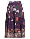 Alessandro Enriquez Woman Midi Skirt Dark Purple Size 6 Polyester, Elastane