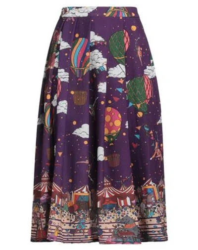 Alessandro Enriquez Woman Midi Skirt Dark Purple Size 8 Polyester, Elastane