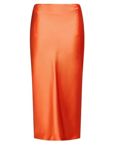 Alessandro Enriquez Woman Midi Skirt Orange Size 4 Polyester