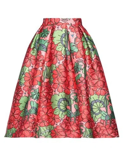 Alessandro Enriquez Woman Midi Skirt Red Size 8 Polyester In Multi