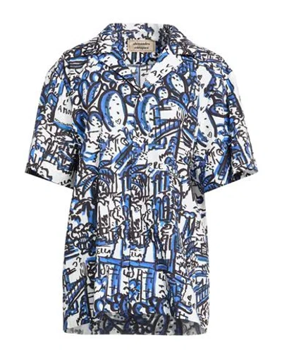 Alessandro Enriquez Woman Shirt Bright Blue Size 6 Cotton