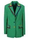 Alessandro Enriquez Contrast-trim Single-breasted Blazer In Green