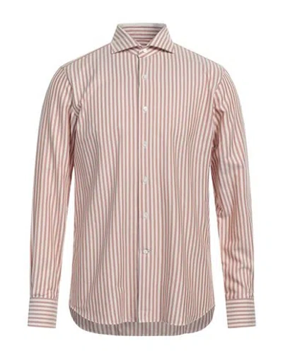 Alessandro Gherardeschi Man Shirt Brown Size 16 Cotton