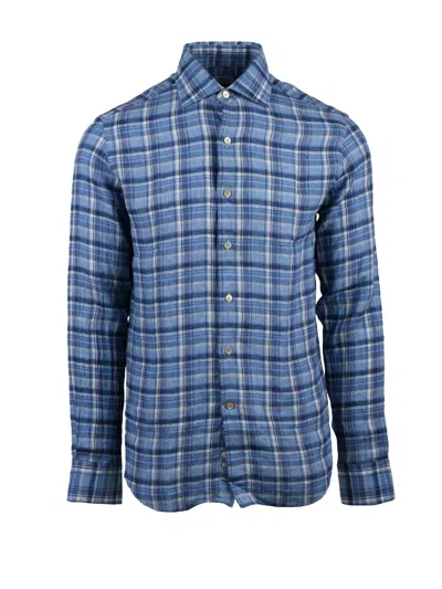 Alessandro Gherardi Blue Light Blue Plaid Shirt