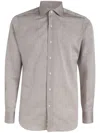 Alessandro Gherardi Solid Color Poplin Cotton Shirt With Spread Collar In Grau