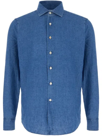Alessandro Gherardi Classic Collar Shirt In Bleached Blue