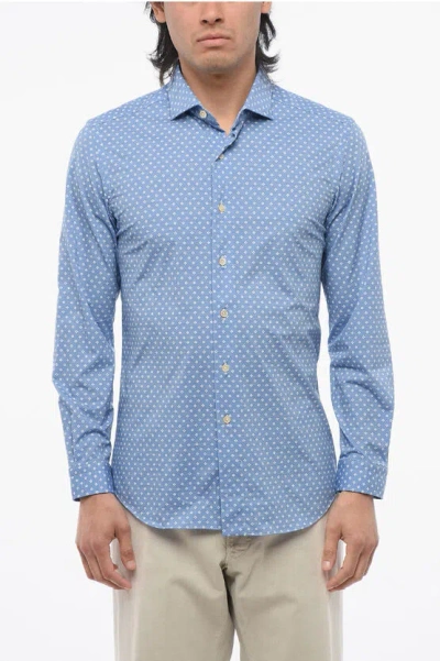 Alessandro Gherardi Geometric Patterned Casual Shirt With Spread Collar In Blue