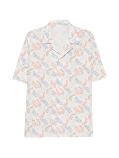 Alessandro Gherardi Leaf-print Camp-collar Shirt In White