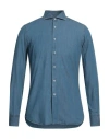 Alessandro Gherardi Man Denim Shirt Blue Size 15 Cotton In Blue