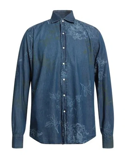 Alessandro Gherardi Man Denim Shirt Blue Size 17 Cotton