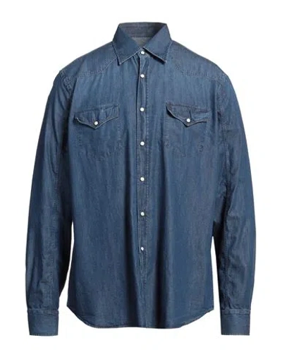 Alessandro Gherardi Man Denim Shirt Blue Size Xl Cotton