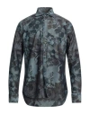 Alessandro Gherardi Man Denim Shirt Dark Green Size L Cotton, Polyamide, Elastane In Green