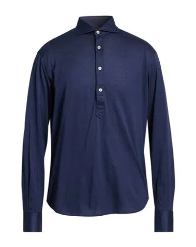 Alessandro Gherardi Man Polo Shirt Navy Size 16 Cotton In Blue