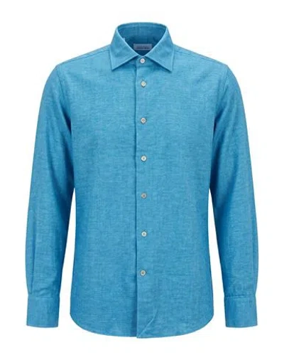 Alessandro Gherardi Man Shirt Azure Size 15 ½ Cotton In Blue