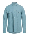 Alessandro Gherardi Man Shirt Azure Size M Cotton, Hemp In Blue