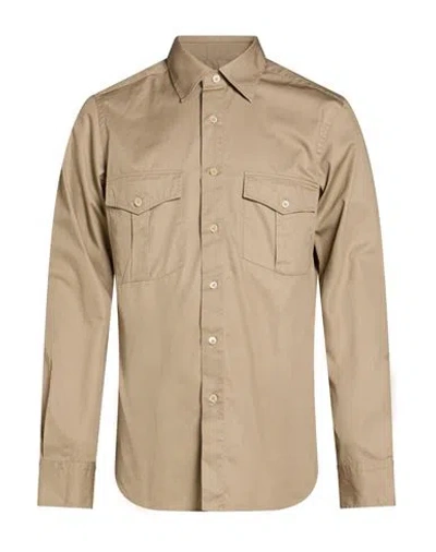 Alessandro Gherardi Man Shirt Beige Size 15 Cotton In Nude