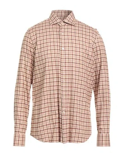 Alessandro Gherardi Man Shirt Beige Size 16 Cotton, Tencel
