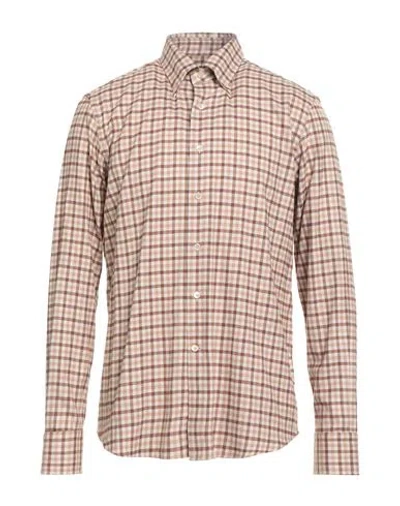 Alessandro Gherardi Man Shirt Beige Size 17 Cotton, Tencel In Pink