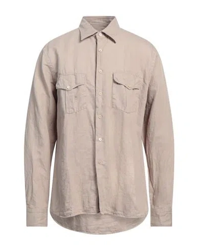 Alessandro Gherardi Man Shirt Beige Size Xl Cotton, Hemp In Beige