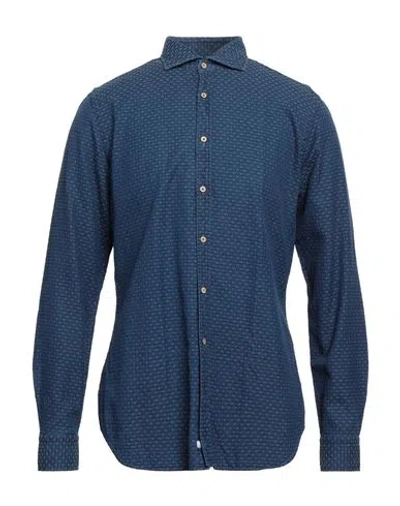 Alessandro Gherardi Man Shirt Blue Size 16 Cotton