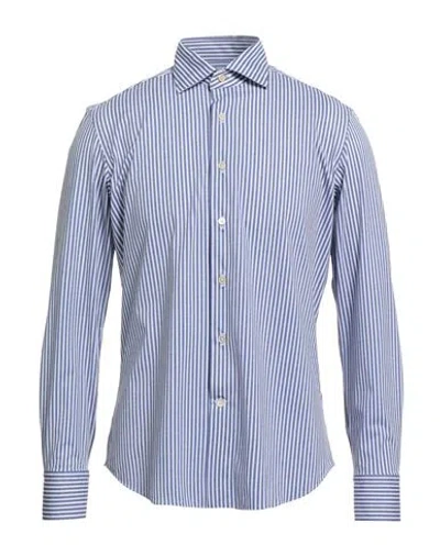 Alessandro Gherardi Man Shirt Blue Size 16 Polyamide, Polyester, Elastane