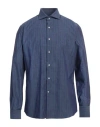 Alessandro Gherardi Man Shirt Blue Size 17 Cotton In Blue