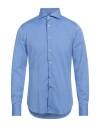 Alessandro Gherardi Man Shirt Blue Size 17 Cotton In Blue
