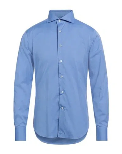 Alessandro Gherardi Man Shirt Blue Size 17 Cotton