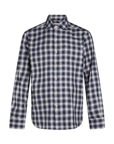 Alessandro Gherardi Man Shirt Blue Size 17 Cotton, Viscose In Multi