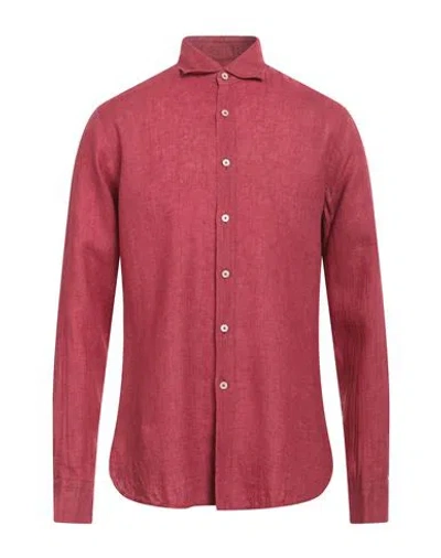 Alessandro Gherardi Man Shirt Brick Red Size M Linen