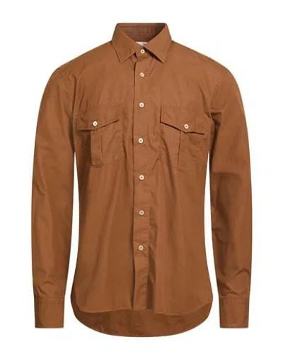 Alessandro Gherardi Man Shirt Brown Size 16 Cotton