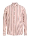 Alessandro Gherardi Man Shirt Brown Size 16 Linen, Lyocell In Red
