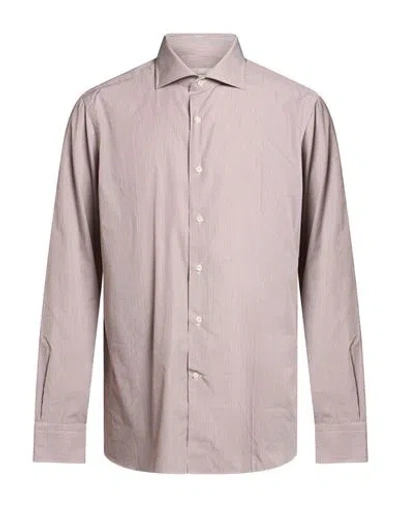 Alessandro Gherardi Man Shirt Brown Size 17 Cotton In Purple