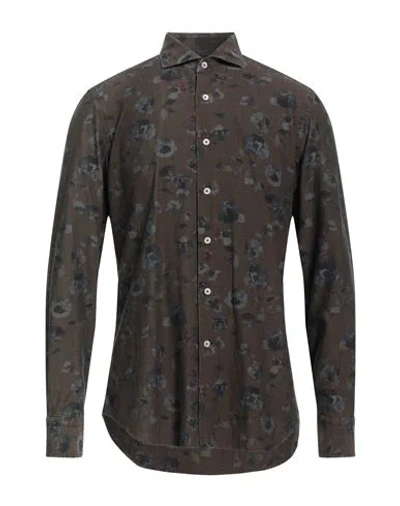 Alessandro Gherardi Man Shirt Brown Size 16 Cotton