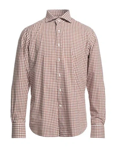 Alessandro Gherardi Man Shirt Brown Size 17 Cotton