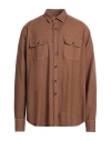 Alessandro Gherardi Man Denim Shirt Brown Size S Wool, Polyester