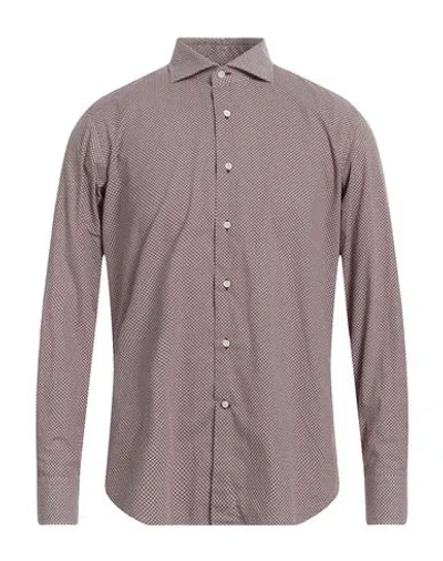 Alessandro Gherardi Man Shirt Burgundy Size 16 Cotton In Red