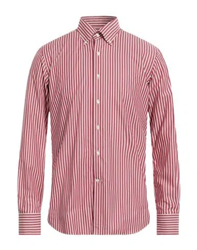 Alessandro Gherardi Man Shirt Burgundy Size 16 Cotton In Red