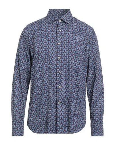 Alessandro Gherardi Man Shirt Burgundy Size 17 Cotton In Blue