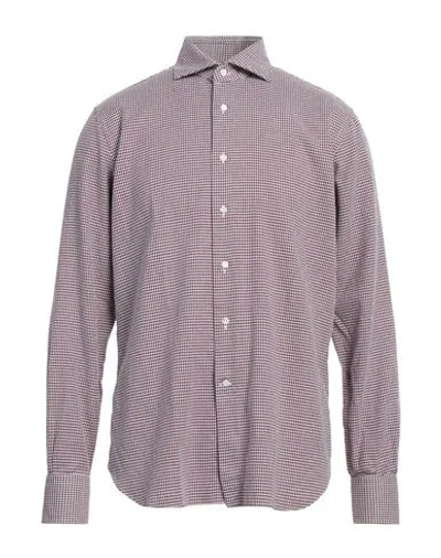 Alessandro Gherardi Man Shirt Burgundy Size 17 Cotton In Red