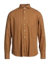 Alessandro Gherardi Man Shirt Camel Size 17 Cotton In Beige