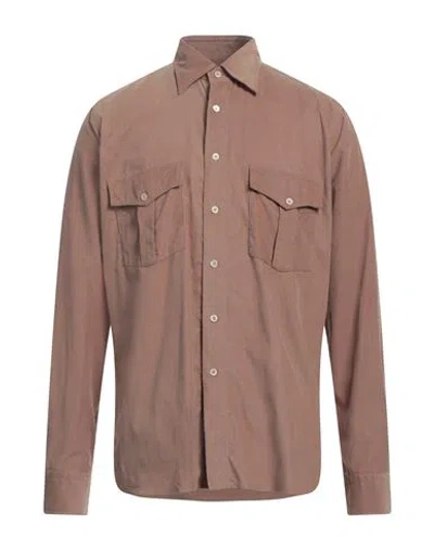 Alessandro Gherardi Man Shirt Camel Size Xl Cotton In Beige