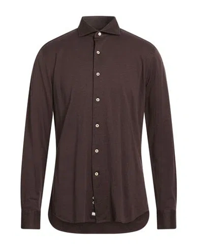 Alessandro Gherardi Man Shirt Chocolate Brown Size 16 Cotton