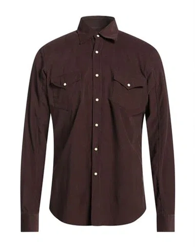 Alessandro Gherardi Man Shirt Chocolate Brown Size M Cotton
