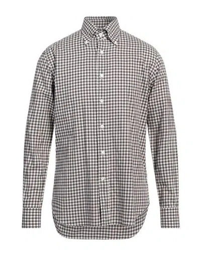 Alessandro Gherardi Man Shirt Dark Brown Size 17 Cotton