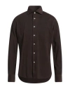 Alessandro Gherardi Man Shirt Dark Brown Size 17 ½ Cotton, Elastane In Brown
