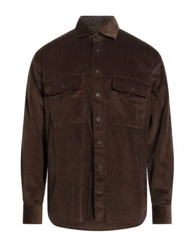 Alessandro Gherardi Man Shirt Dark Brown Size L Cotton
