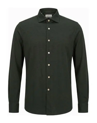 Alessandro Gherardi Man Shirt Dark Green Size 15 Polyester, Elastane