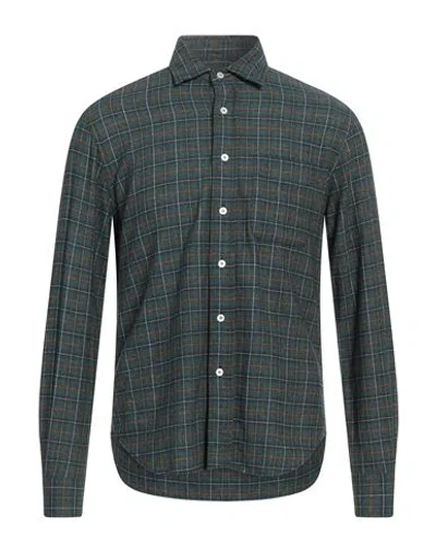 Alessandro Gherardi Man Shirt Dark Green Size S Cotton, Wool, Cashmere